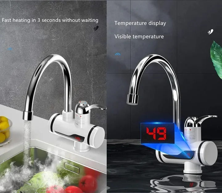 Electric Instant Water Heating Tap with LED Temperature Display Hot Water Faucet