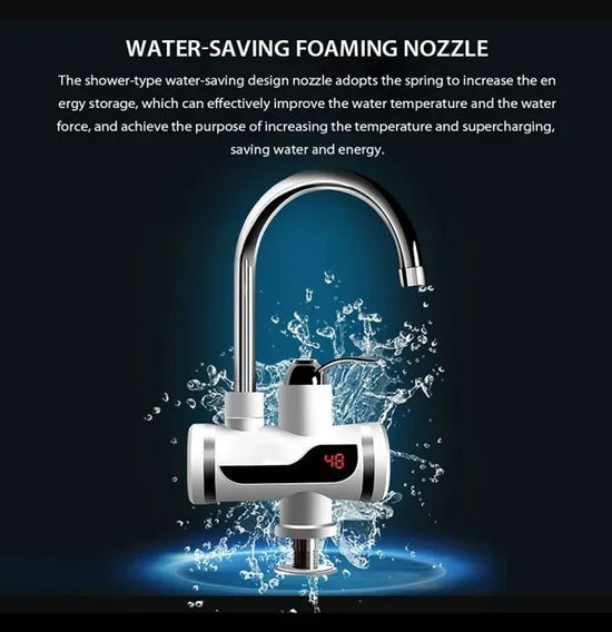 Electric Instant Water Heating Tap with LED Temperature Display Hot Water Faucet
