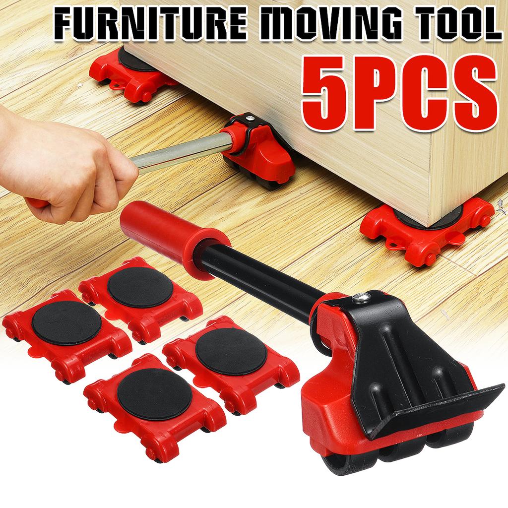 (5 in 1) Heavy Furniture Move Tool Transport Lifter Shifter Moving Kit Slider Remover Rolling Wheel Corner Mover Set For Moving House Cabinet Sofa Bed Desk