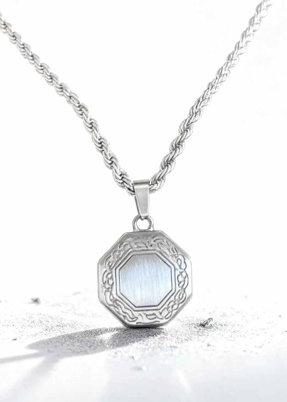 Octagon Greek Pendant Necklace (Adjustable Chain)