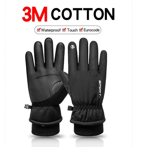 Winter outdoor warm plush windproof waterproof and anti slip touch screen cycling gloves