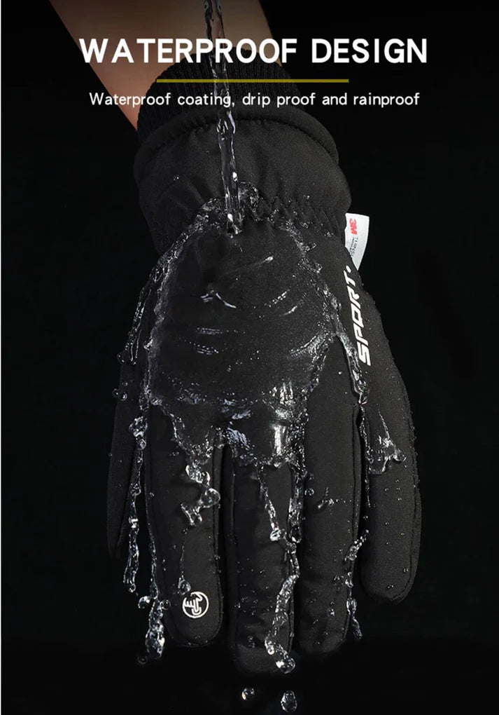 Winter outdoor warm plush windproof waterproof and anti slip touch screen cycling gloves