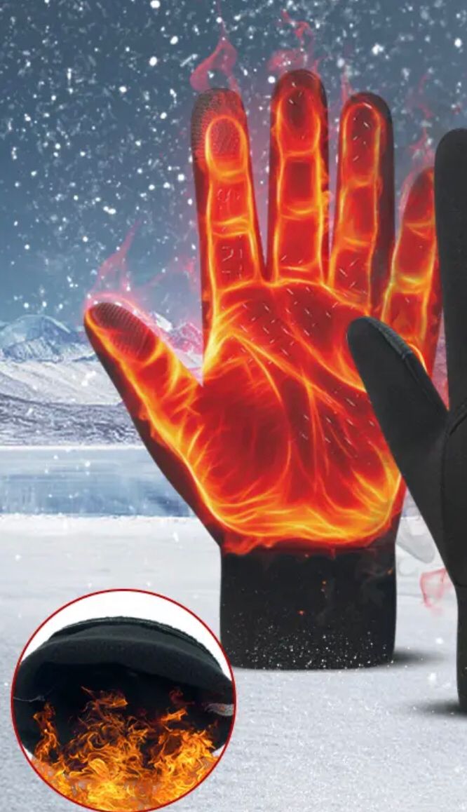 Winter outdoor warm plush windproof waterproof and anti slip touch screen cycling gloves