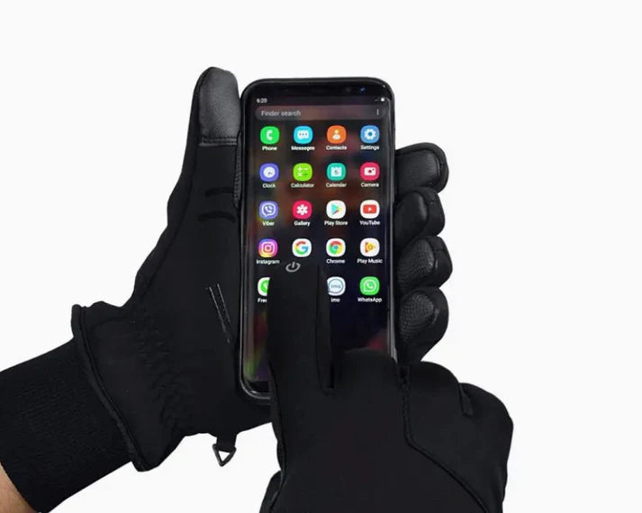 Winter outdoor warm plush windproof waterproof and anti slip touch screen cycling gloves