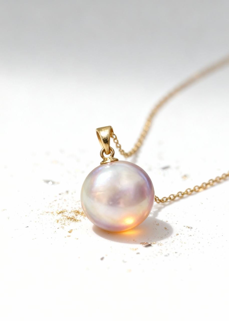 Natural Pink Pearl Pendant Necklace (Adjustable Chain)